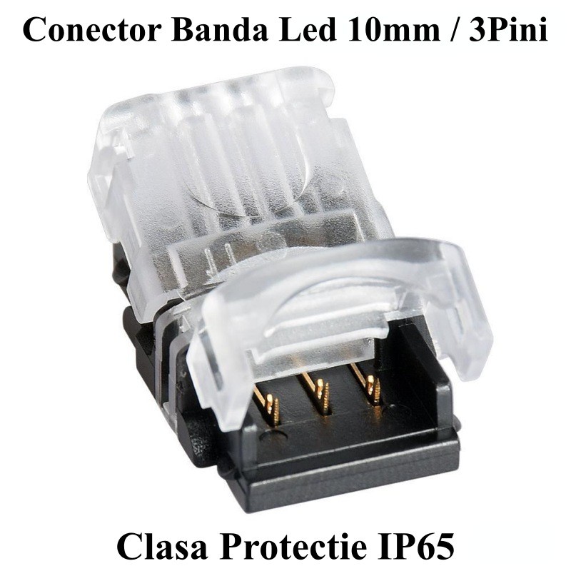 Conector banda led normala si RGB 10mm 3 pini 3 fire