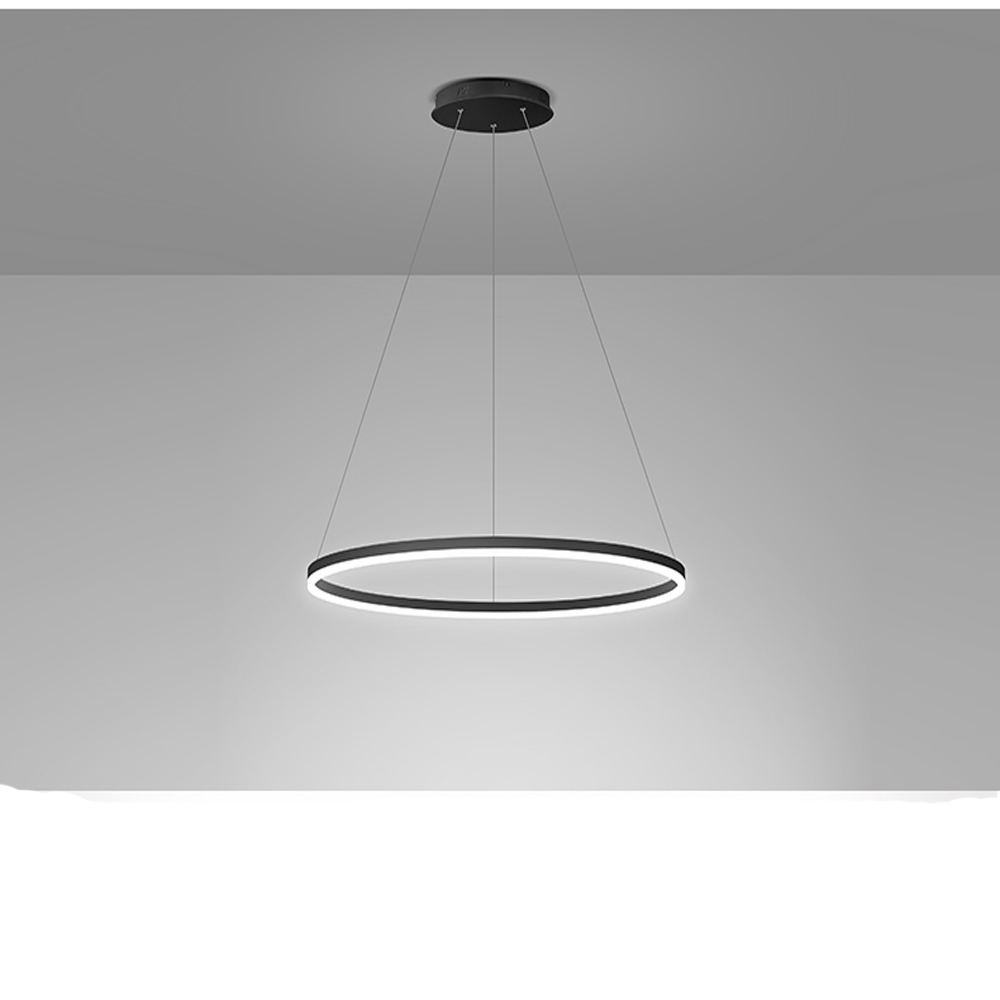 Lustra LED Minimalist Circular,cu telecomanda, 80W, 4000lm, negru,cu trei tipuri de lumina,intensitate reglabila