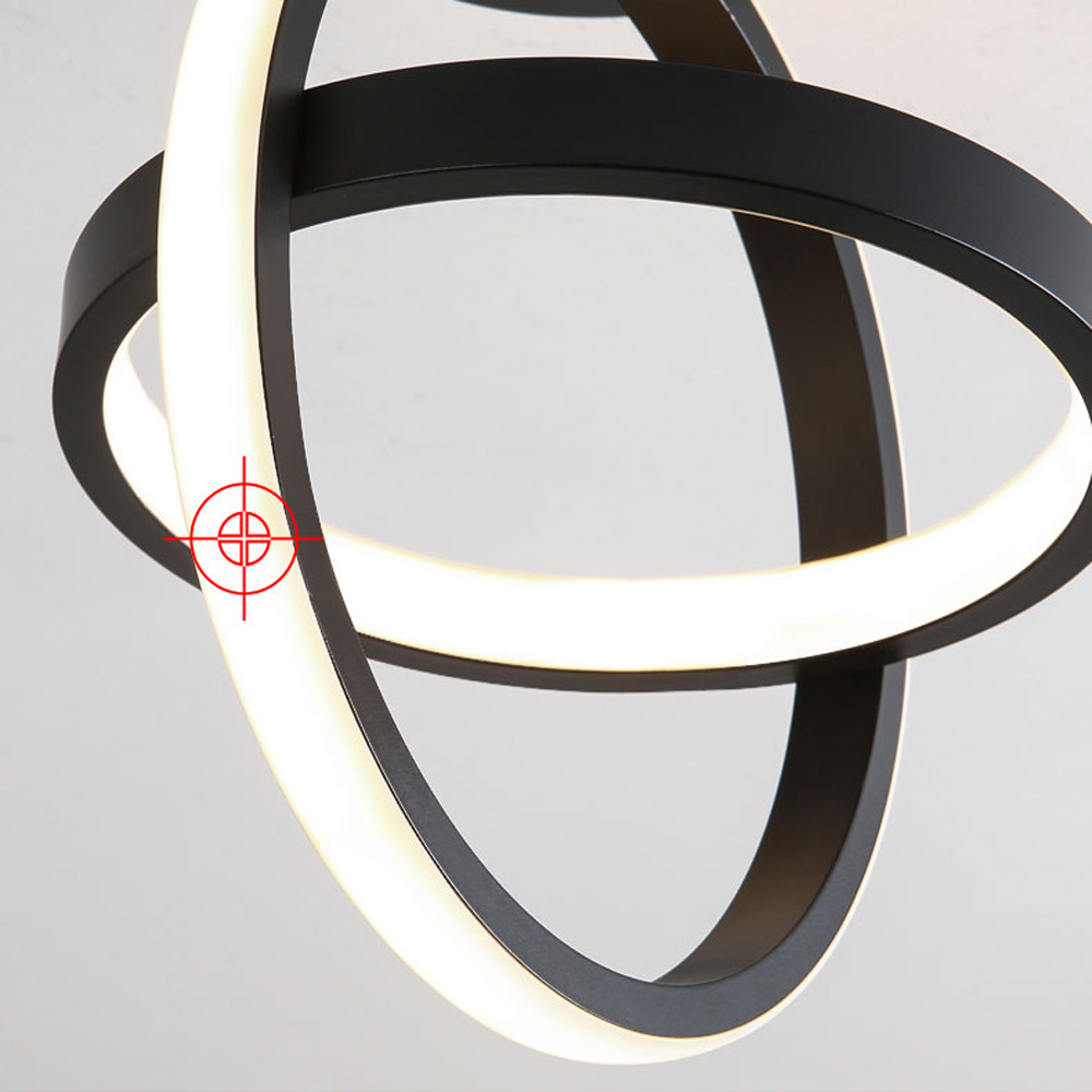 Lustra LED Creative Circle, 23W, 1000lm, negru, cu trei tipuri de lumina
