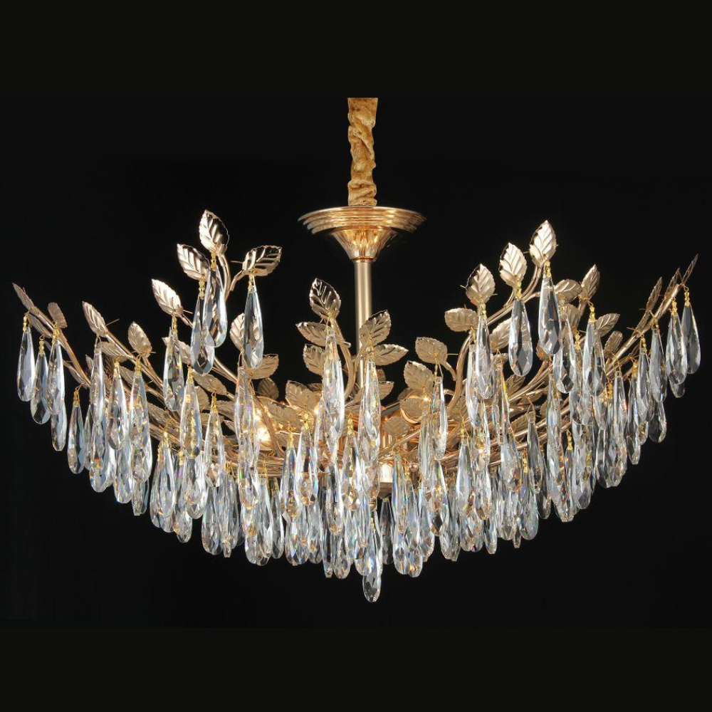 Candelabru Crystal Grace 850, iluminat modern, bec E14, auriu