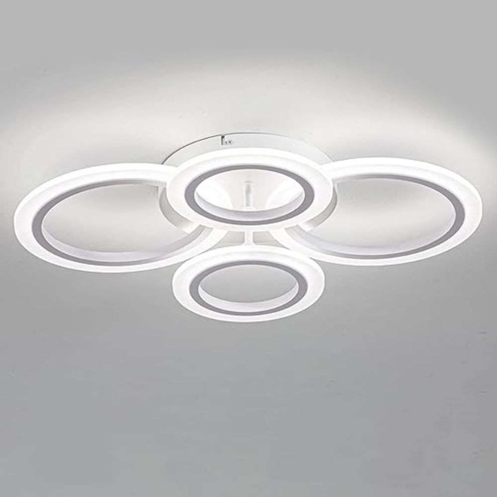 Lustra LED Concept Circles, cu telecomanda, 34W, crom, cu trei tipuri de lumina