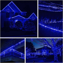 Instalatie de exterior liniara, Winter Glowing, cu 800 leduri, 100m, IP44, rezistenta la apa, cu 8 jocuri de lumini, albastru