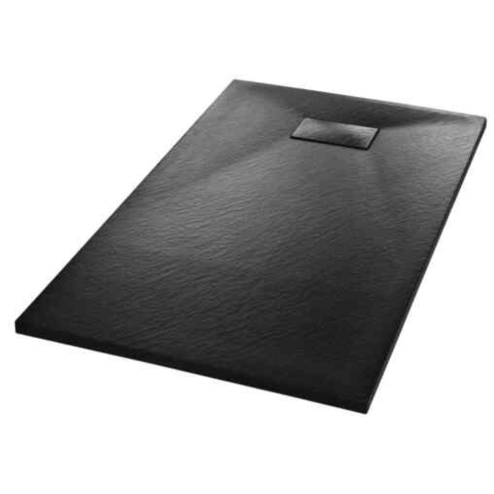 Cadita de baie Essential Modern, 120x80cm, din compozit, cu sifon, negru