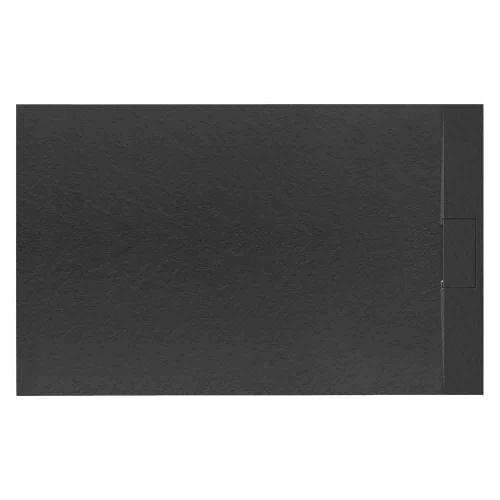 Cadita de baie Smooth Line Design, 100x70cm, din compozit, cu sifon, negru