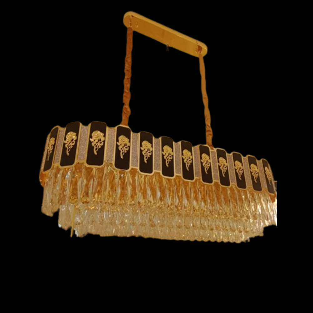 Candelabru Crystal Radiance, iluminat modern, E14, 800x300, negru cu auriu