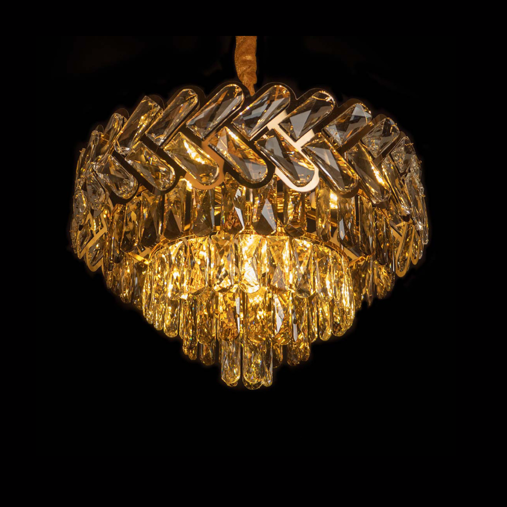 Candelabru Crystal Elegance 400, iluminat modern, E14, negru cu auriu