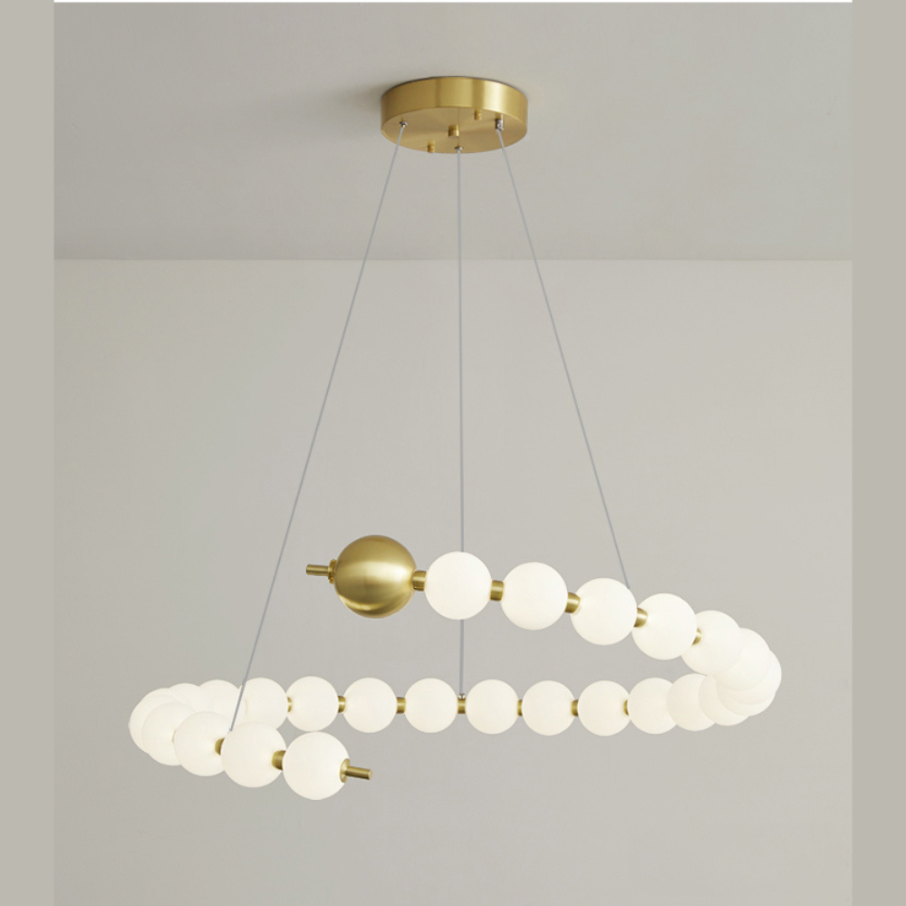 Lustra Refined Glowing, suspendata, stil minimalist, auriu cu alb, bec G9