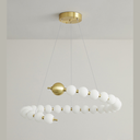 Lustra Refined Glowing, suspendata, stil minimalist, auriu cu alb, bec G9