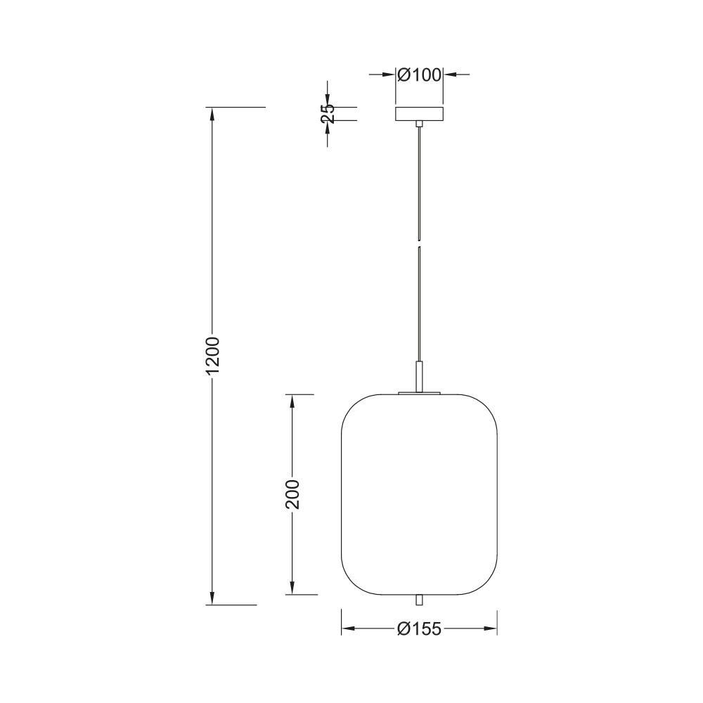 Pendul suspendat Opal S011R-1H-1xE14, glob sticla cilindric, max 23W