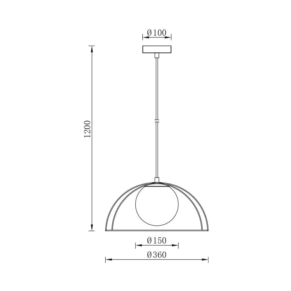 Pendul Concav cu glob, W004R-1H-1xE27  max 23W