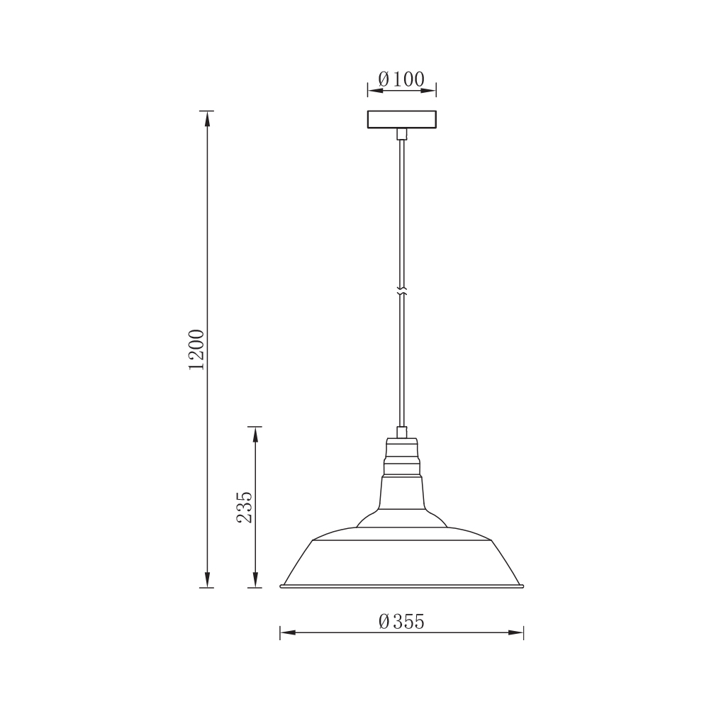 Pendul design industrial BLK P003R-1H-1xE27 max 23W