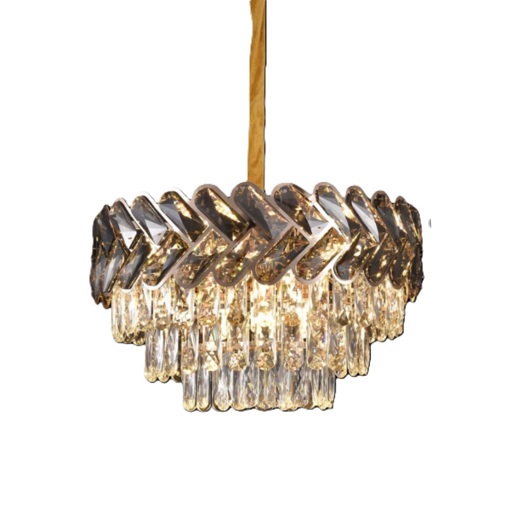 Candelabru Crystal Elegance 400, iluminat modern, E14, gri cu auriu