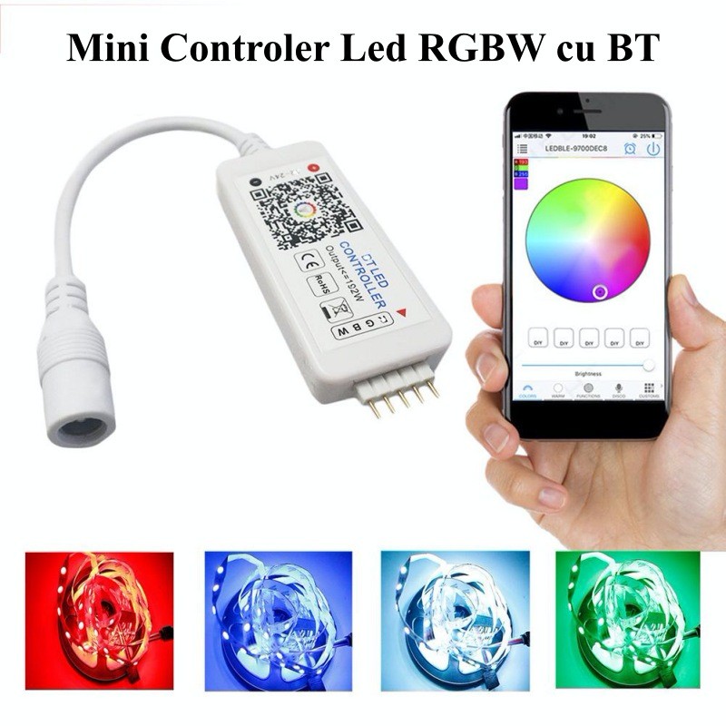 Controler mini banda led monocolor, Bluetooth 5-24V 4A