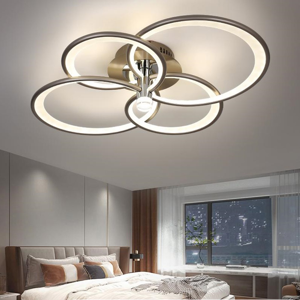 Lustra LED Circle Concept 4, cu telecomanda, 136W, 8500lm, gri, cu trei tipuri de lumina