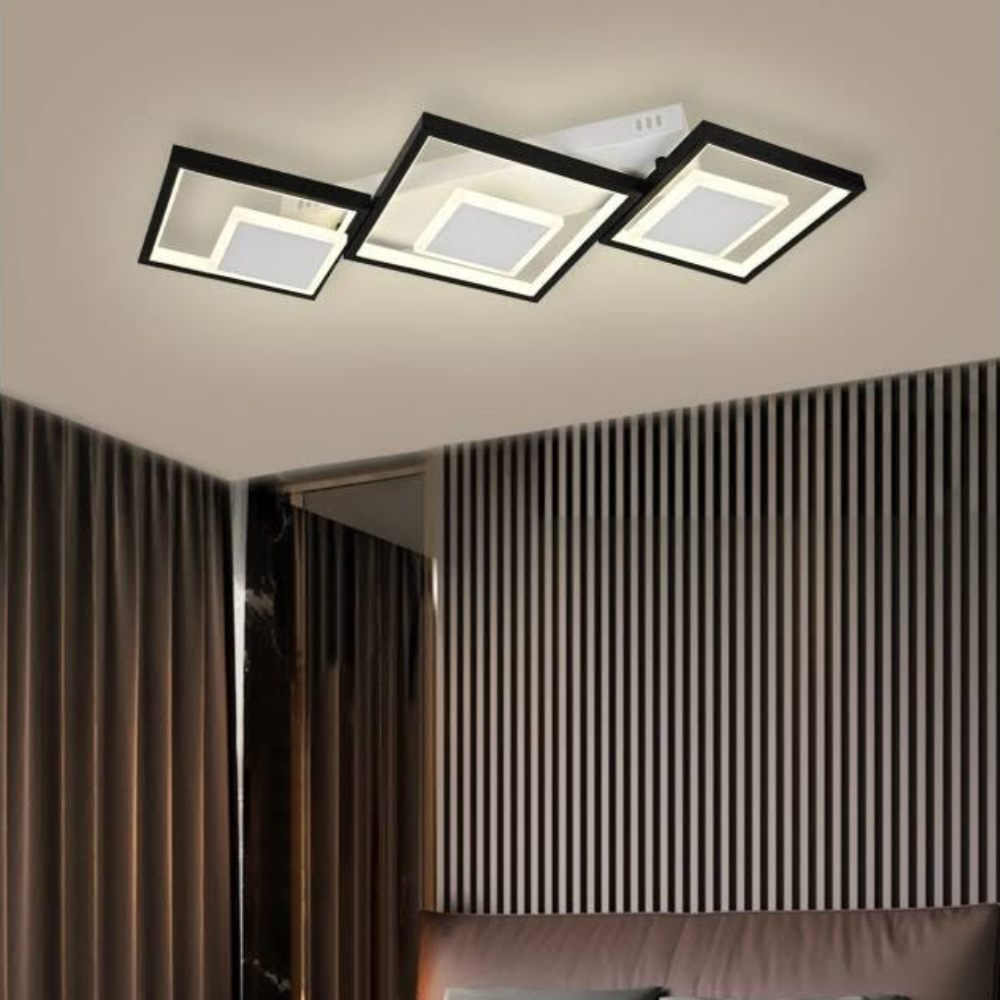 Lustra LED Modern Square 3, cu telecomanda, 78W, 4000lm, cu 3 tipuri de lumina, intensitate reglabila
