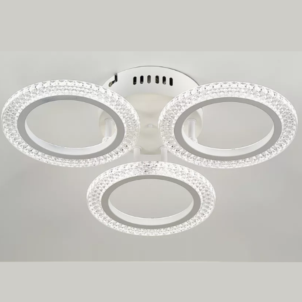 Lustra LED Rings Glow, cu telecomanda, 42W, alb, cu trei tipuri de lumina