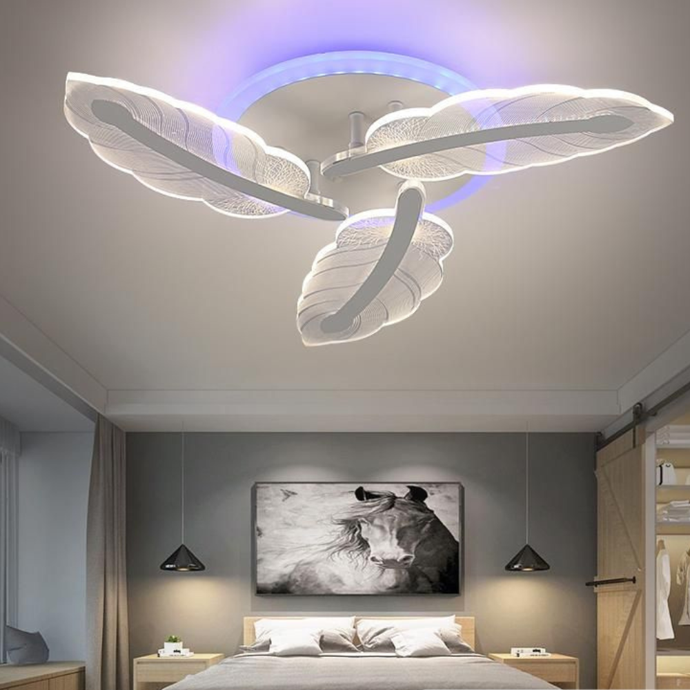 Lustra LED Flower Concept 3, cu telecomanda, 60W, alb, cu trei tipuri de lumina