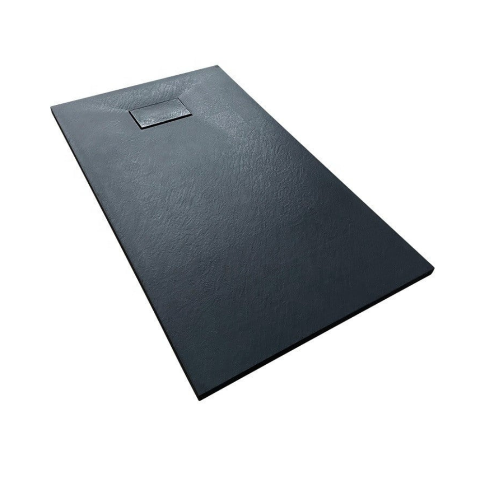 Cadita de baie Essential Modern, 90x80cm, din compozit, cu sifon, negru