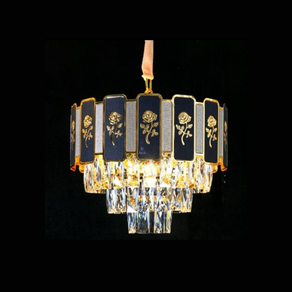 Candelabru Crystal Radiance 400, iluminat modern, E14, negru cu auriu