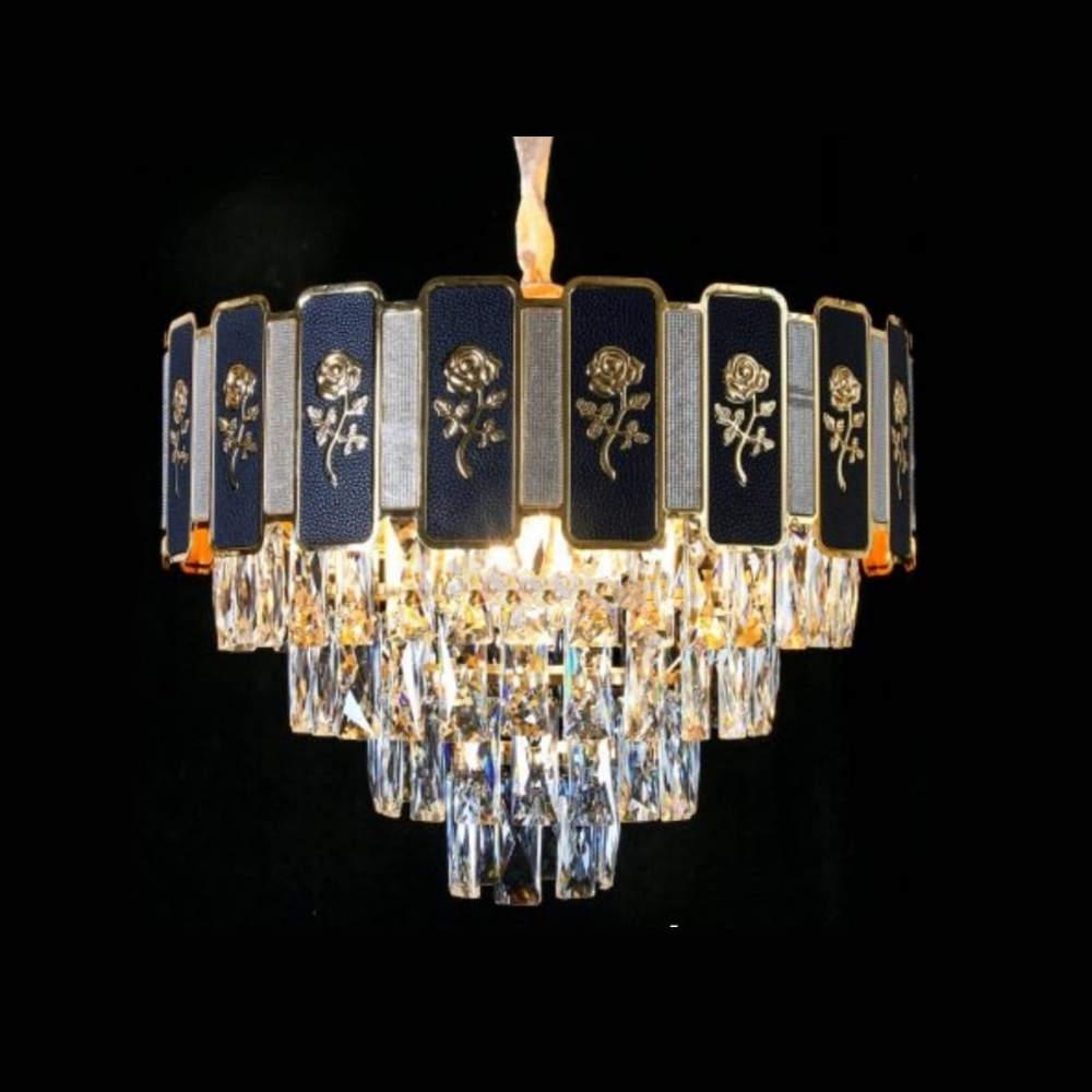 Candelabru Crystal Radiance 500, iluminat modern, E14, negru cu auriu