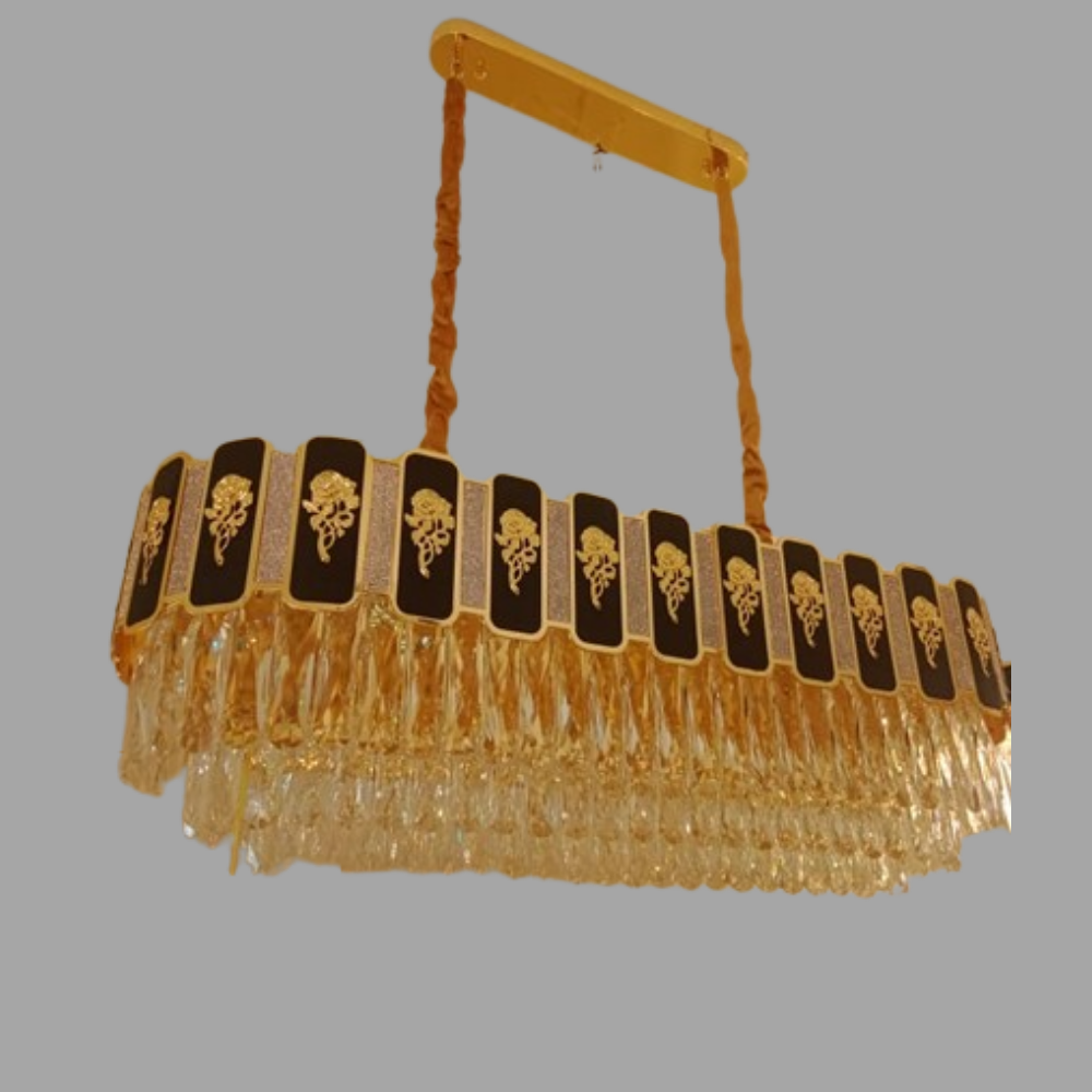 Candelabru Crystal Radiance, iluminat modern, E14, 800x300, negru cu auriu