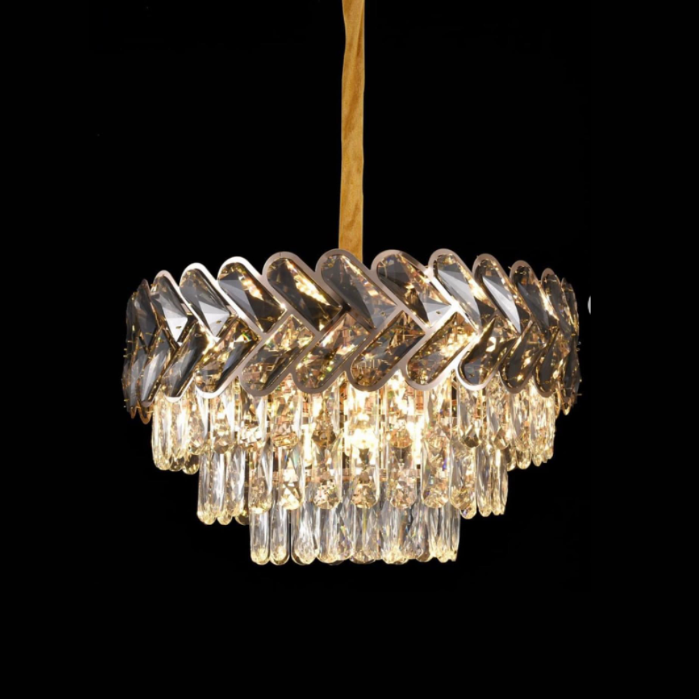 Candelabru Crystal Elegance 400, iluminat modern, E14, gri cu auriu