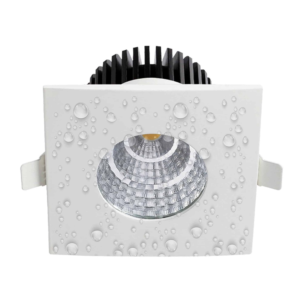Spot LED, fix, incastrat, patrat, alb, 6W, 4200K, IP65, design modern