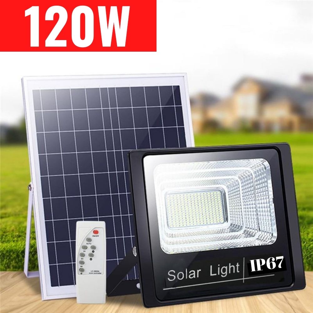 Proiector Led Solar, 120W IP67, Proiector cu Panou Solar si Telecomanda