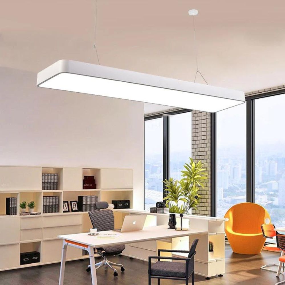 Lustra Led Minimal Modern Office, 48W 4800Lm, Alba, 6000K Lumina Rece