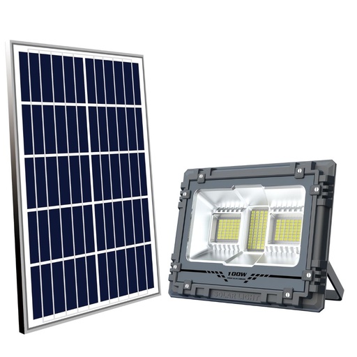[LOG-YYK-S-100] Proiector Solar Led 100W, Iluminat Perimetral, cu Panou Solar 5V 15W, Acumulator 12000mA, Led SMD5050 136 buc