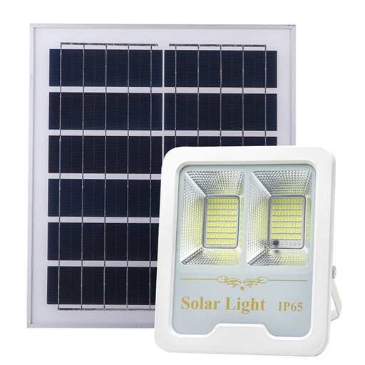 [LOG-BSK-100W] Proiector Solar Led 100W, Iluminat Perimeral, cu Panou Solar 6V 15W, Acumulator 10000mA, si Telecomanda, Alb