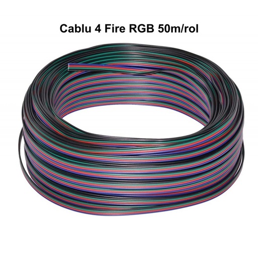 [ALX-18E009] Cablu 4 fire banda led RGB, 50ml rola