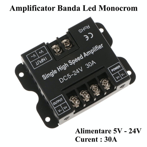 [ALX-18A028] Amplificator tensiune banda led monocolor DC 12-24V 30A