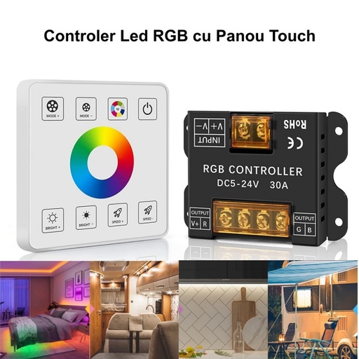 [ALX-18A129] Controller bandaled RGB cu panou touch 5-24V 30A