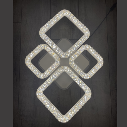 [SOU-6036/2+2CRGB] Lustra LED Circular Rhomb, cu telecomanda, 122W, argintiu, cu trei tipuri de lumina
