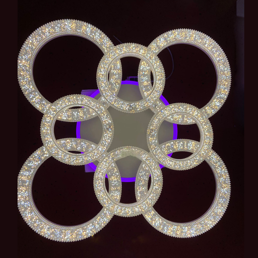[SOU-6037/4+4CRGB] Lustra LED Ring Dazzle 8, cu telecomanda, 234W, auriu, cu trei tipuri de lumina
