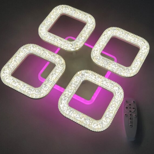 [SOU-6036/4BCRGB] Lustra LED Square Concept Glow, cu telecomanda, 140W, alb, cu trei tipuri de lumina