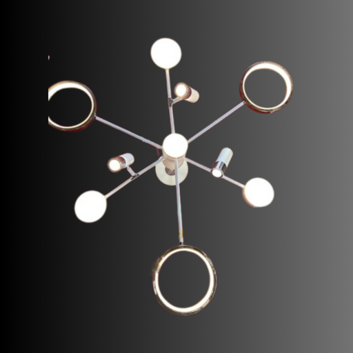 [SOU-6058/3+3+1WH] Lustra LED Minimalistic Rings, 111W, cu telecomanda, auriu, iluminat modern