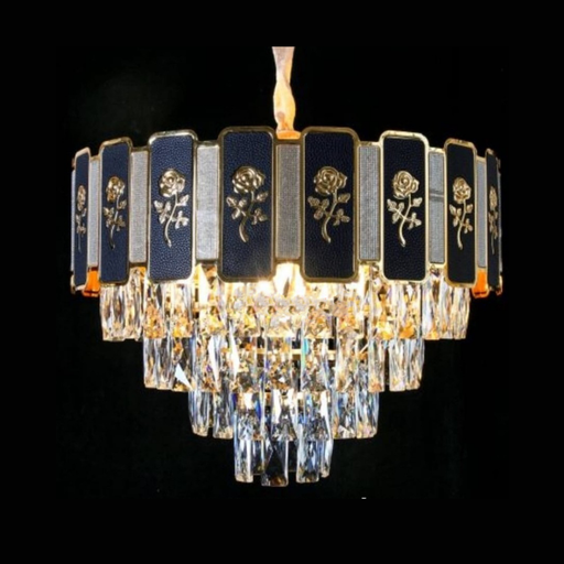 [CR-6902-600] Candelabru Crystal Radiance 600, iluminat modern, E14, negru cu auriu